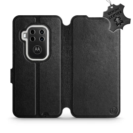 Etui ze skóry naturalnej do Motorola One Zoom - wzór Black Leather