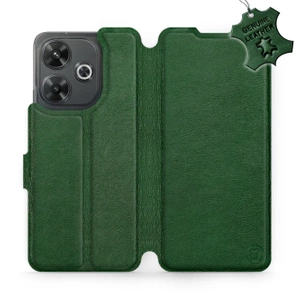 Etui ze skóry naturalnej do Xiaomi Redmi 13 - wzór Green Leather