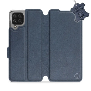 Etui ze skóry naturalnej do Samsung Galaxy M32 4G - wzór Blue Leather