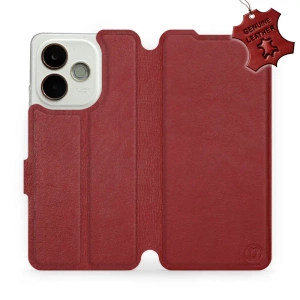 Etui ze skóry naturalnej do OPPO A5 Pro 5G - wzór Dark Red Leather