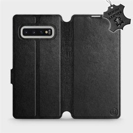 Etui ze skóry naturalnej do Samsung Galaxy S10 Plus - wzór Black Leather