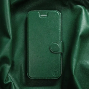 Etui ze skóry naturalnej do Xiaomi Redmi Note 15 5G - wzór Green Leather