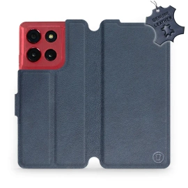 Etui ze skóry naturalnej do Motorola Moto G86 Power 5G - wzór Blue Leather