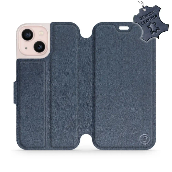 Etui ze skóry naturalnej do Apple iPhone 13 mini - wzór Blue Leather