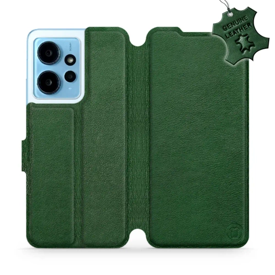 Etui ze skóry naturalnej do Xiaomi Redmi Note 12 4G - wzór Green Leather