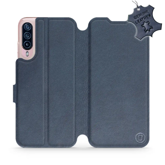 Etui ze skóry naturalnej do HTC Desire 22 Pro - wzór Blue Leather