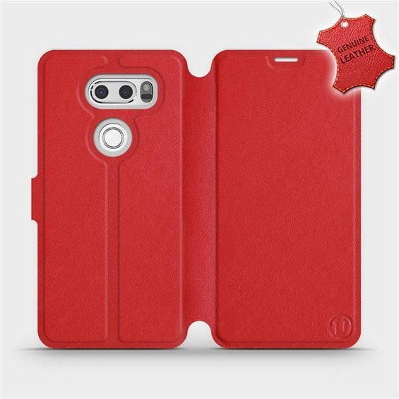 Etui ze skóry naturalnej do LG V30 - wzór Red Leather