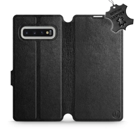 Etui ze skóry naturalnej do Samsung Galaxy S10 Plus - wzór Black Leather
