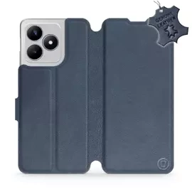 Etui ze skóry naturalnej do Realme C53 - wzór Blue Leather