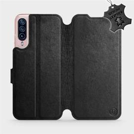 Etui ze skóry naturalnej do HTC Desire 22 Pro - wzór Black Leather