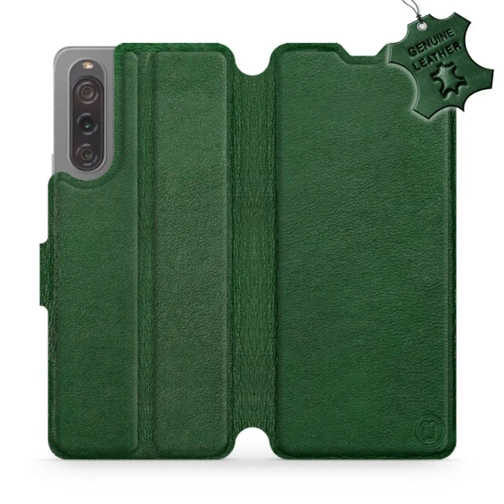 Etui ze skóry naturalnej do Sony Xperia 10 V - wzór Green Leather