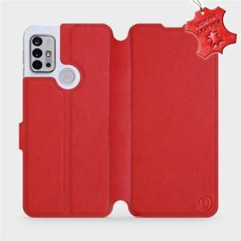 Etui ze skóry naturalnej do Motorola Moto G10 - wzór Red Leather