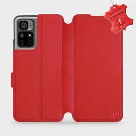 Etui ze skóry naturalnej do Xiaomi Redmi Note 11 - wzór Red Leather