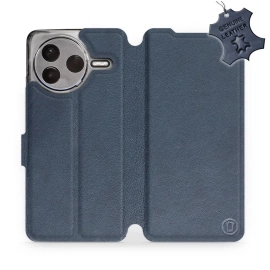 Etui ze skóry naturalnej do Xiaomi POCO F7 Pro 5G - wzór Blue Leather