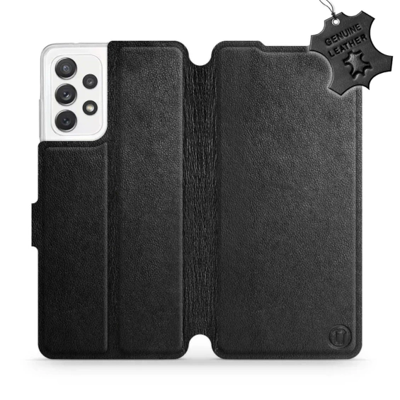 Etui ze skóry naturalnej do Samsung Galaxy A72 - wzór Black Leather