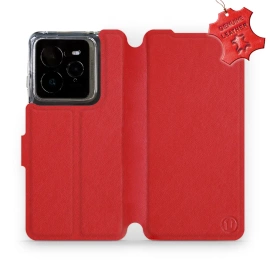 Etui ze skóry naturalnej do Realme GT 7 Pro - wzór Red Leather