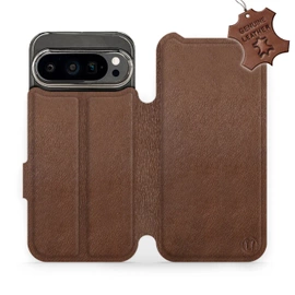 Etui ze skóry naturalnej do Google Pixel 9 Pro - wzór Brown Leather