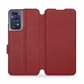 Etui ze skóry naturalnej do Xiaomi Redmi Note 12 Pro 4G - wzór Dark Red Leather
