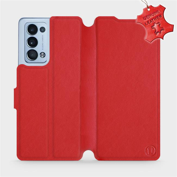 Etui ze skóry naturalnej do OPPO Reno 6 Pro 5G - wzór Red Leather