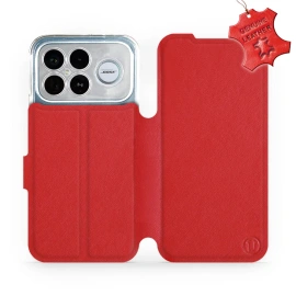 Etui ze skóry naturalnej do Xiaomi Poco F8 Ultra - wzór Red Leather