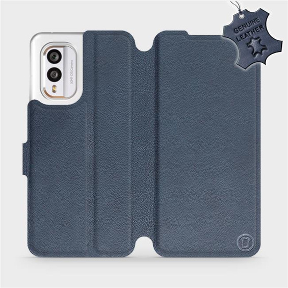 Etui ze skóry naturalnej do Nokia X30 5G - wzór Blue Leather