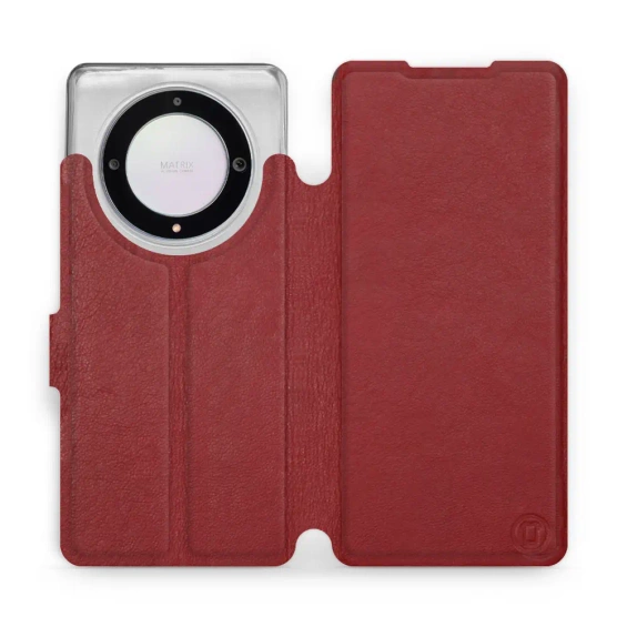 Etui ze skóry naturalnej do Huawei Honor Magic5 Lite 5G - wzór Dark Red Leather