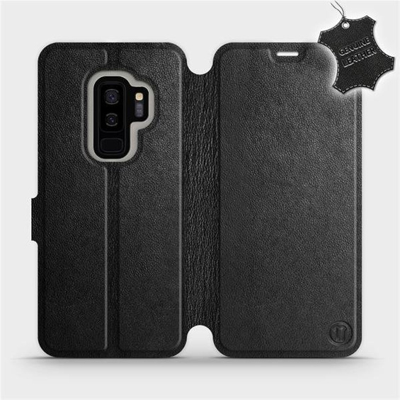 Etui ze skóry naturalnej do Samsung Galaxy S9 Plus - wzór Black Leather