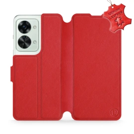 Etui ze skóry naturalnej do OnePlus Nord 2T 5G - wzór Red Leather