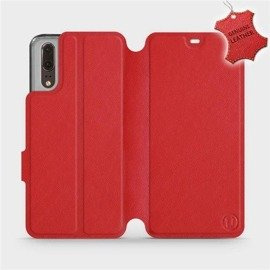 Etui ze skóry naturalnej do Huawei P20 - wzór Red Leather