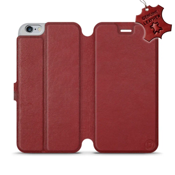 Etui ze skóry naturalnej do Apple iPhone 6s Plus - wzór Dark Red Leather