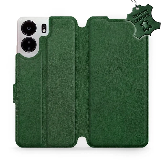 Etui ze skóry naturalnej do Xiaomi POCO C65 - wzór Green Leather
