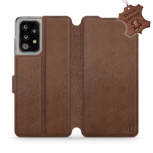 Etui ze skóry naturalnej do Samsung Galaxy A52S 5G - wzór Brown Leather