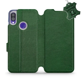 Etui ze skóry naturalnej do Xiaomi Redmi Note 7 - wzór Green Leather