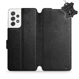 Etui ze skóry naturalnej do Samsung Galaxy A72 - wzór Black Leather