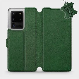Etui ze skóry naturalnej do Samsung Galaxy S20 Ultra - wzór Green Leather