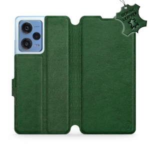 Etui ze skóry naturalnej do Xiaomi Redmi Note 12 Pro Plus 5G - wzór Green Leather
