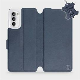Etui ze skóry naturalnej do Motorola Moto G52 - wzór Blue Leather