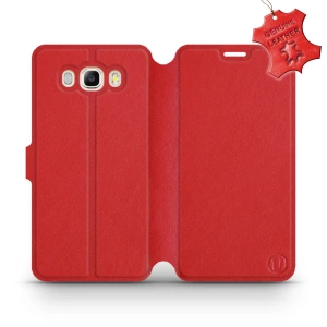 Etui ze skóry naturalnej do Samsung Galaxy J7 2016 - wzór Red Leather