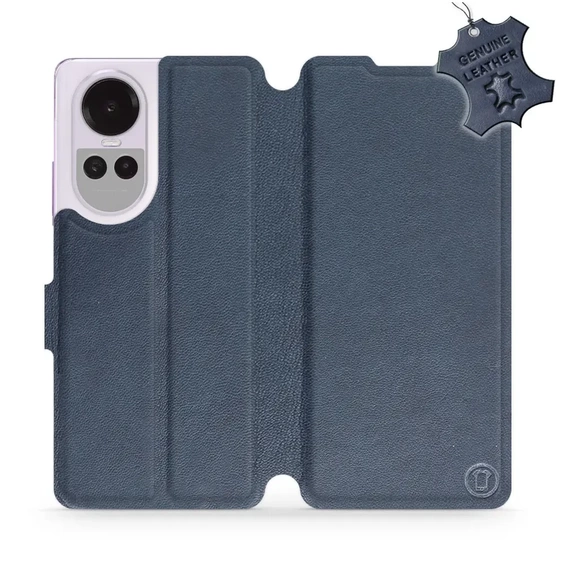 Etui ze skóry naturalnej do OPPO Reno 10 Pro 5G - wzór Blue Leather