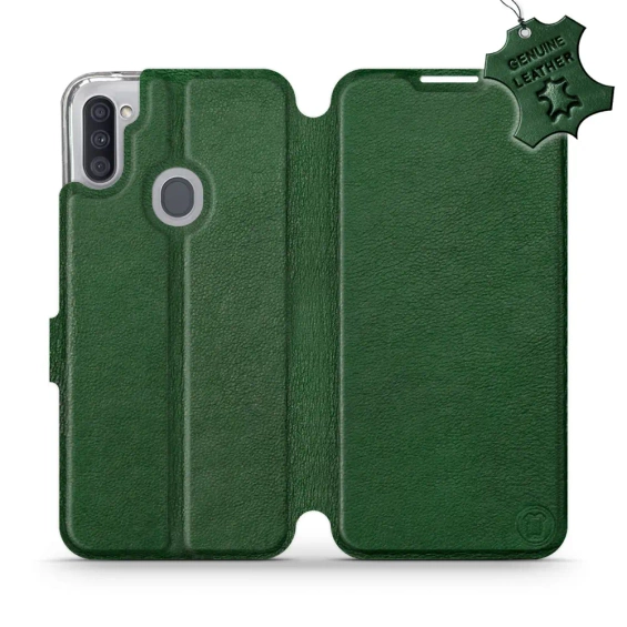 Etui ze skóry naturalnej do Samsung Galaxy M11 - wzór Green Leather