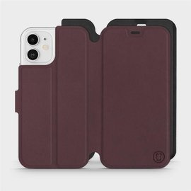 Etui Soft Touch do Apple iPhone 12 - wzór Matowy burgund z czernią