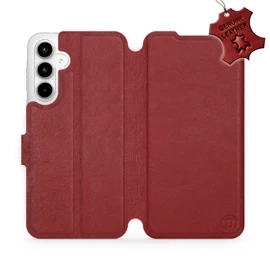 Etui ze skóry naturalnej do Samsung Galaxy A35 5G - wzór Dark Red Leather
