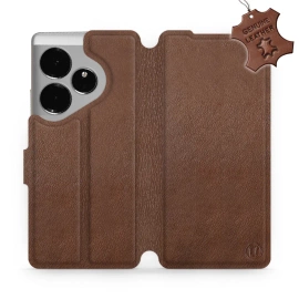 Etui ze skóry naturalnej do Realme GT 6 - wzór Brown Leather