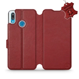 Etui ze skóry naturalnej do Huawei P Smart 2019 - wzór Dark Red Leather