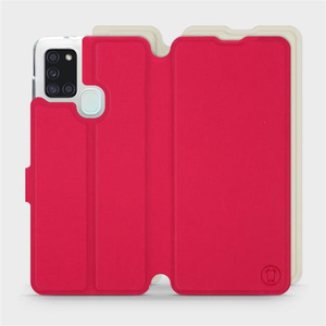 Etui Soft Touch do Samsung Galaxy A21S - wzór Żywa czerwień z platyną