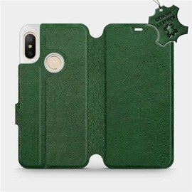 Etui ze skóry naturalnej do Xiaomi Mi A2 Lite - wzór Green Leather