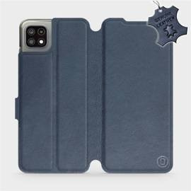 Etui ze skóry naturalnej do Samsung Galaxy A22 5G - wzór Blue Leather
