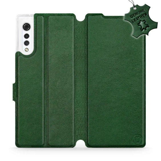 Etui ze skóry naturalnej do LG Velvet - wzór Green Leather