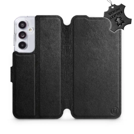 Etui ze skóry naturalnej do Samsung Galaxy A55 5G - wzór Black Leather