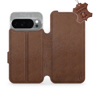 Etui ze skóry naturalnej do Google Pixel 10 Pro - wzór Brown Leather